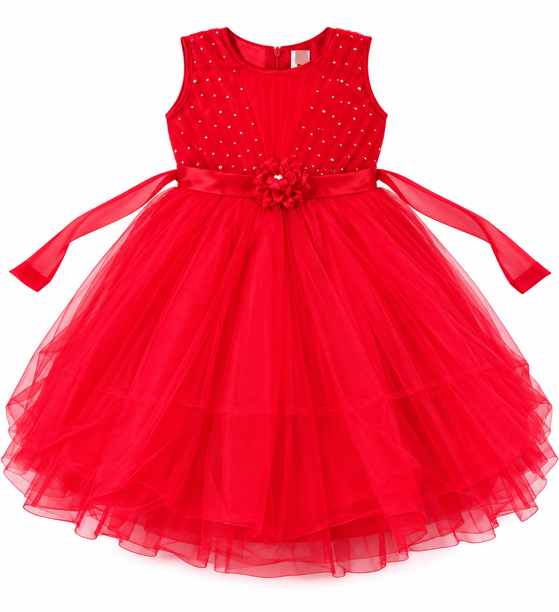 Gorgeous Red Net Party Frock for Girls