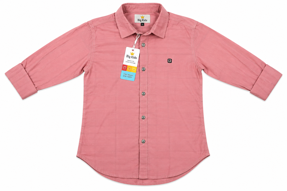 Boys Pink Casual Cotton Shirt