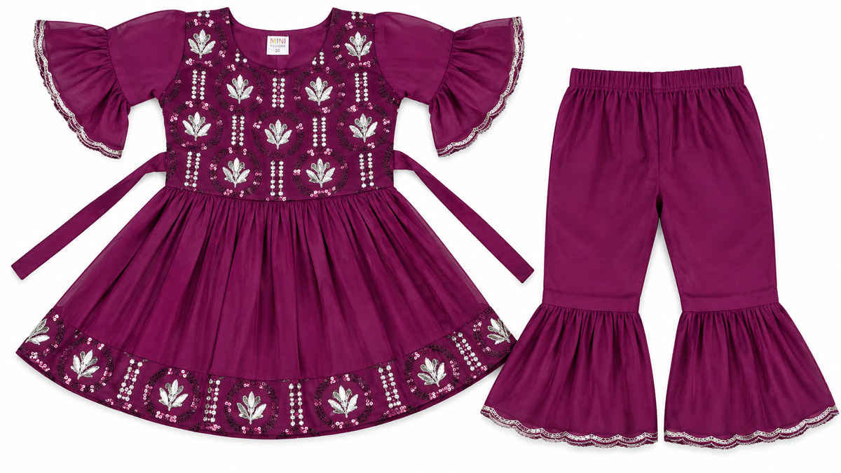 Gorgeous Purple Sharara Set with Silver Sequin Work — lifestyle