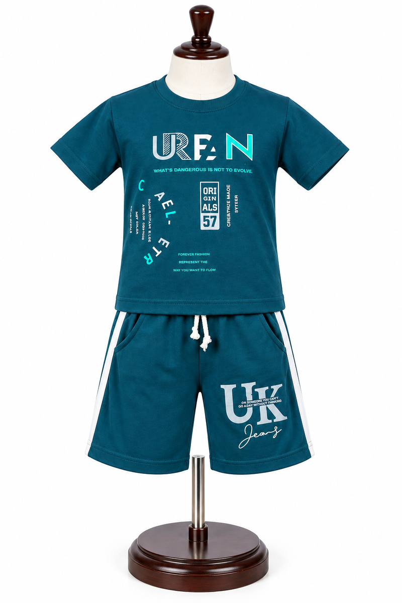 Boys Teal Graphic T-Shirt and Shorts Set — lifestyle