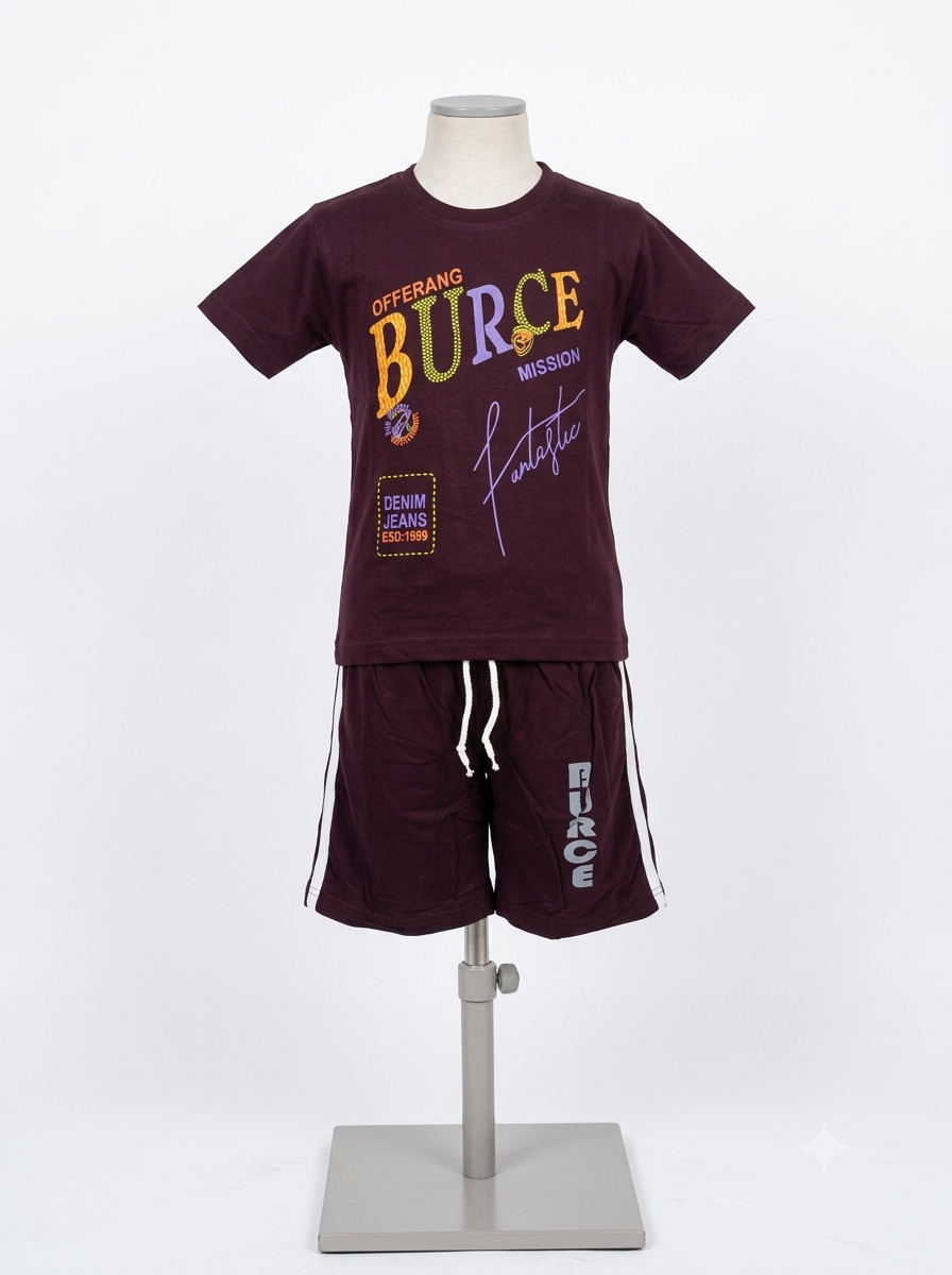Maroon Printed T-Shirt and Shorts Co-ord Set