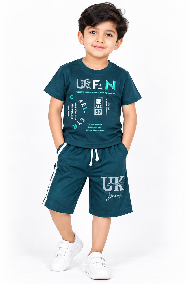 Boys Teal Graphic T-Shirt and Shorts Set