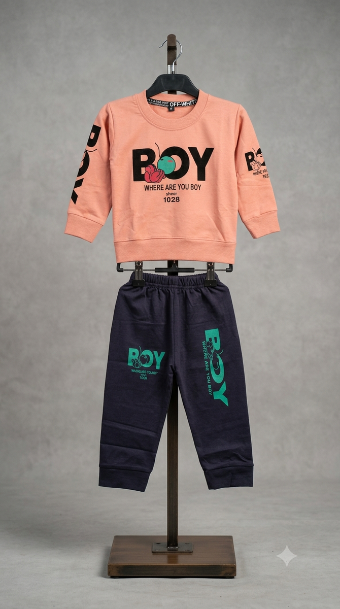 Boys Peach Graphic Sweatshirt and Joggers Set