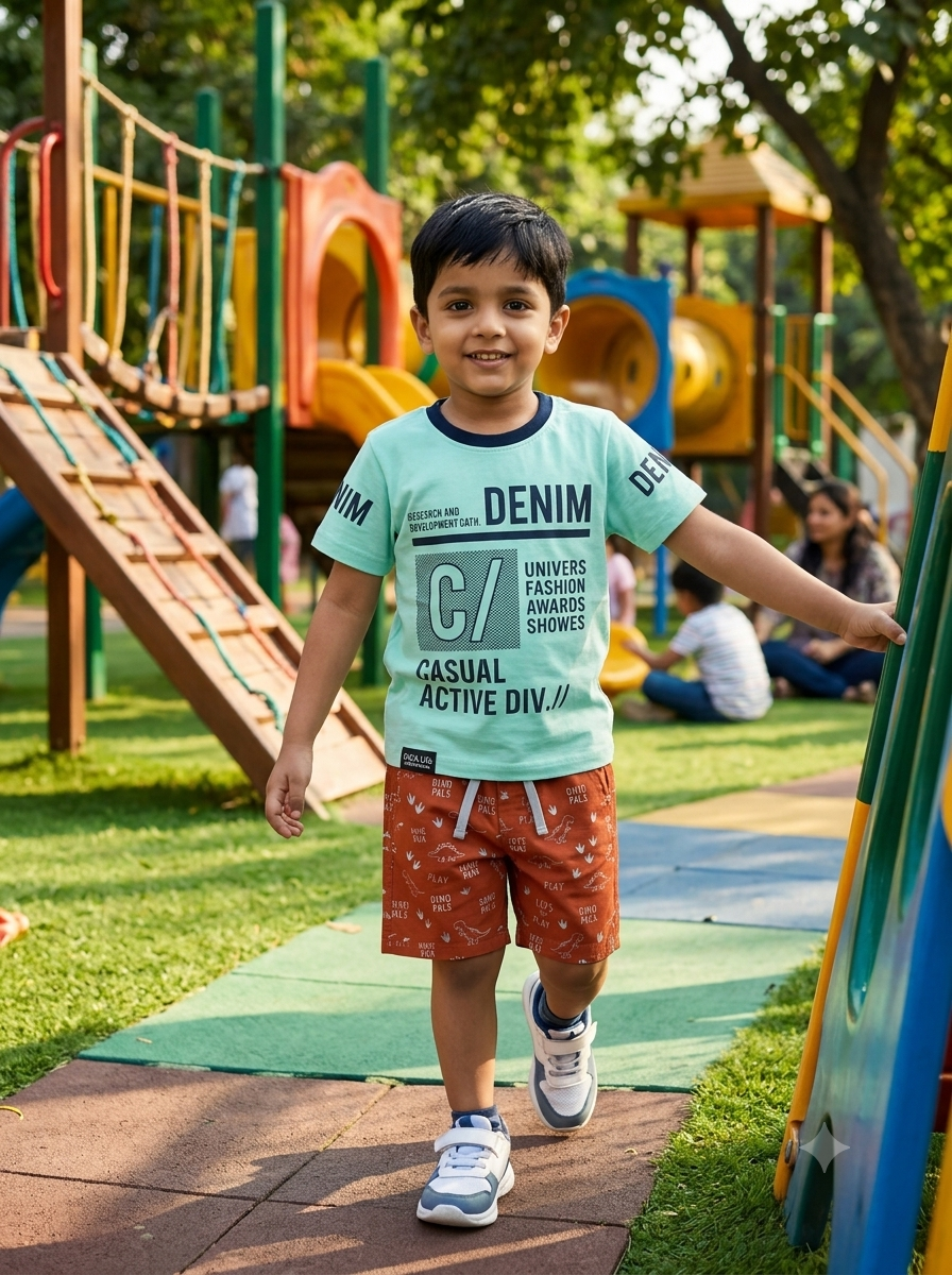 Boys Mint Green Typography Graphic Printed T-Shirt