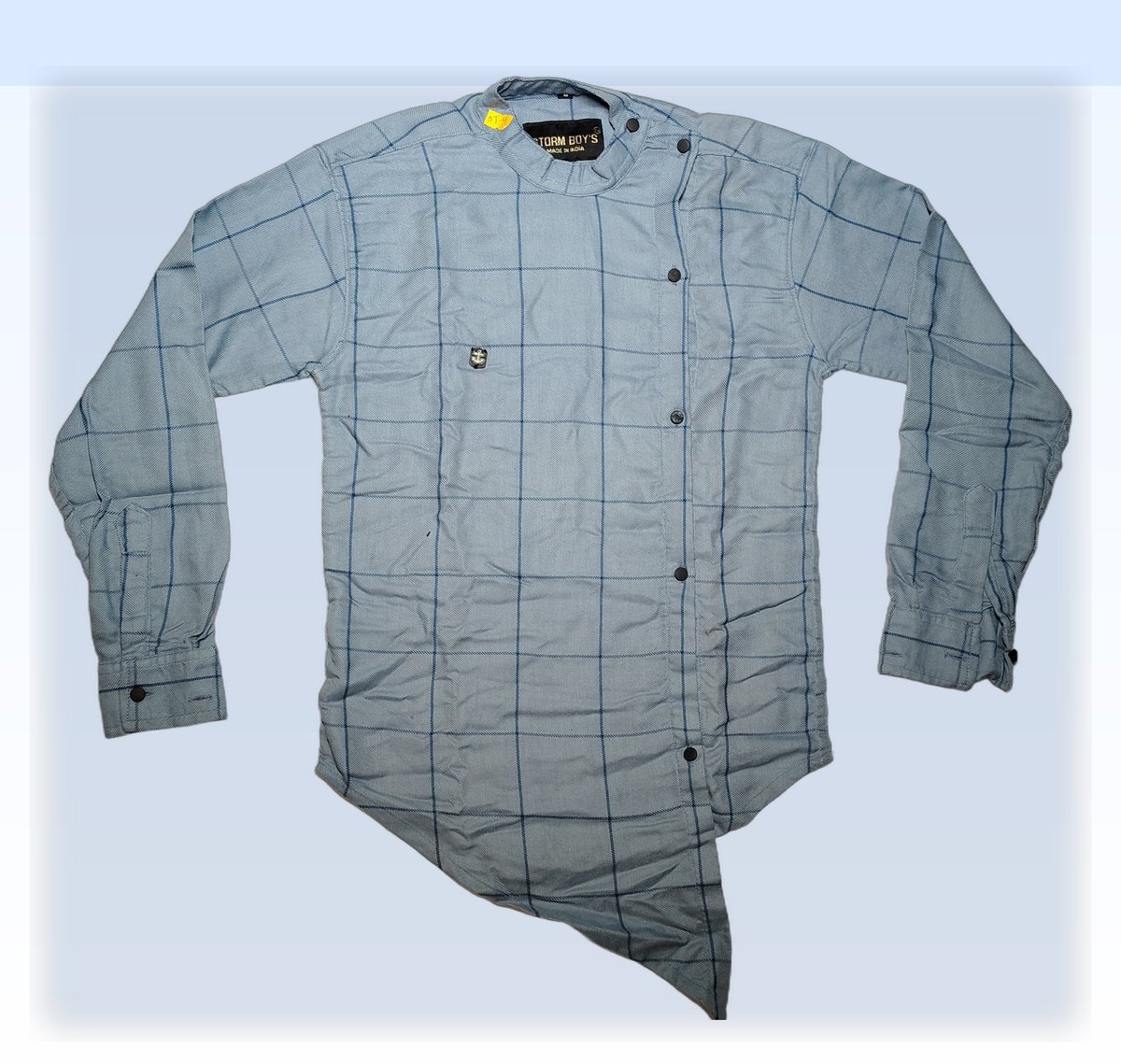 Boys Blue Asymmetric Checked Casual Shirt