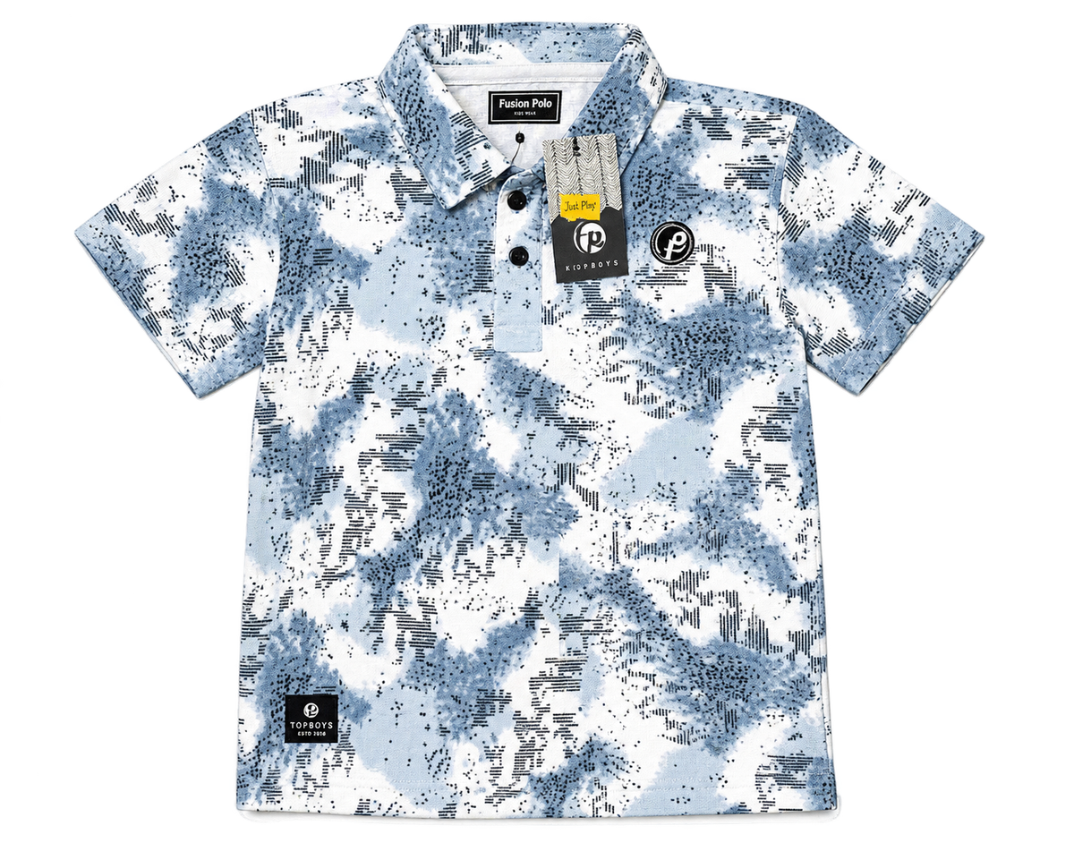 Boys Light Blue Abstract Print Polo T-Shirt — lifestyle