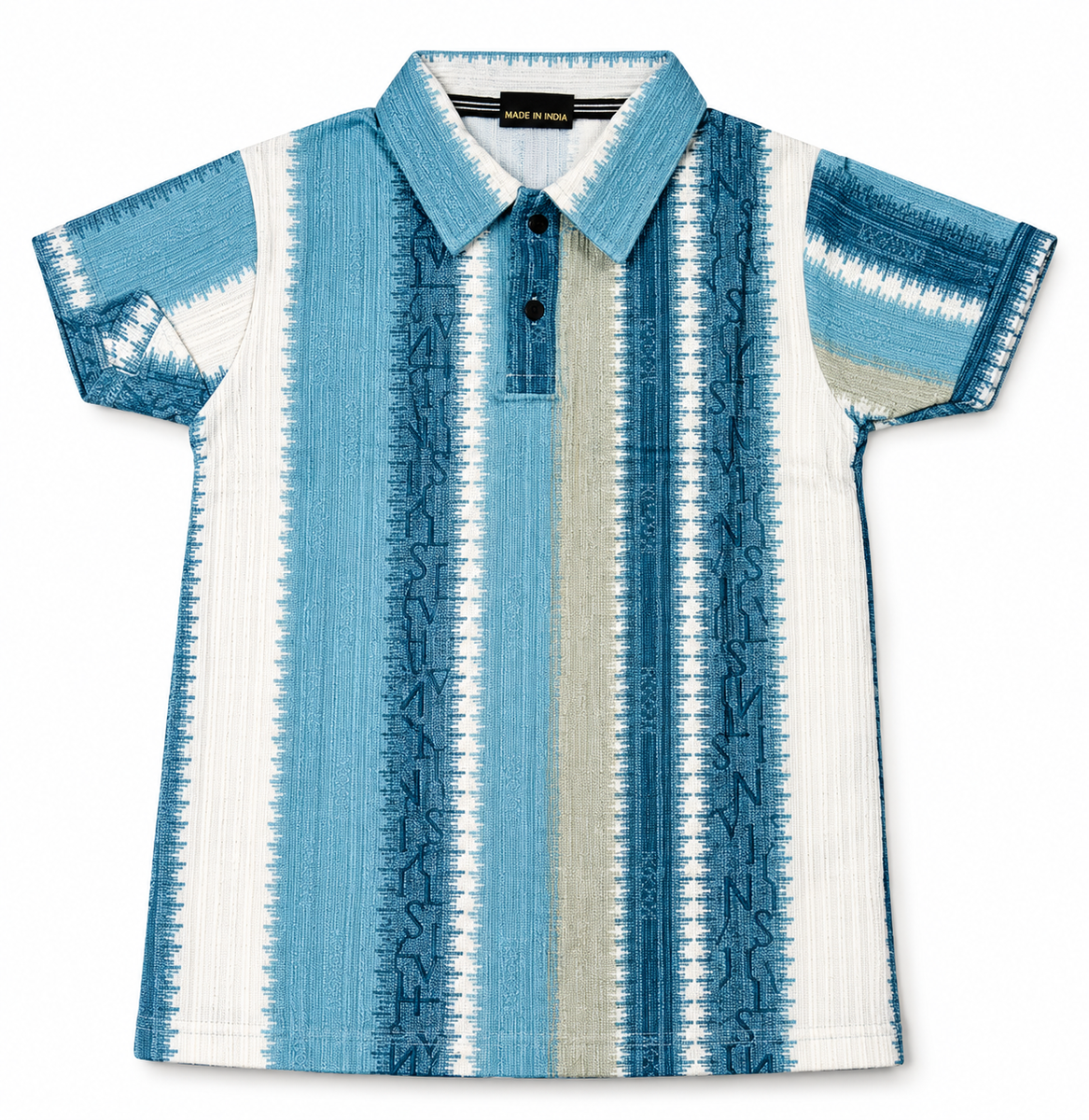 Blue Patterned Polo T-Shirt for Boys