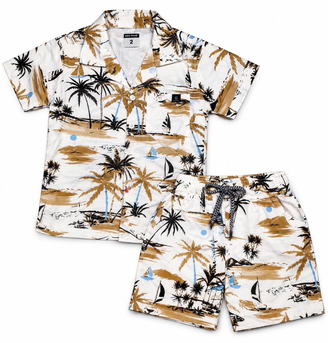 Boys Tropical Palm Print Casual Shirt and Shorts Co-ord Set — lifestyle