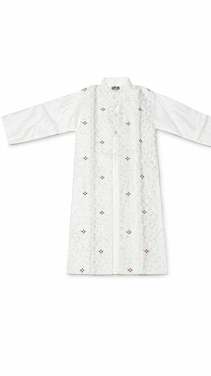 Boys White Sherwani & Indo-Western Set with Jacket