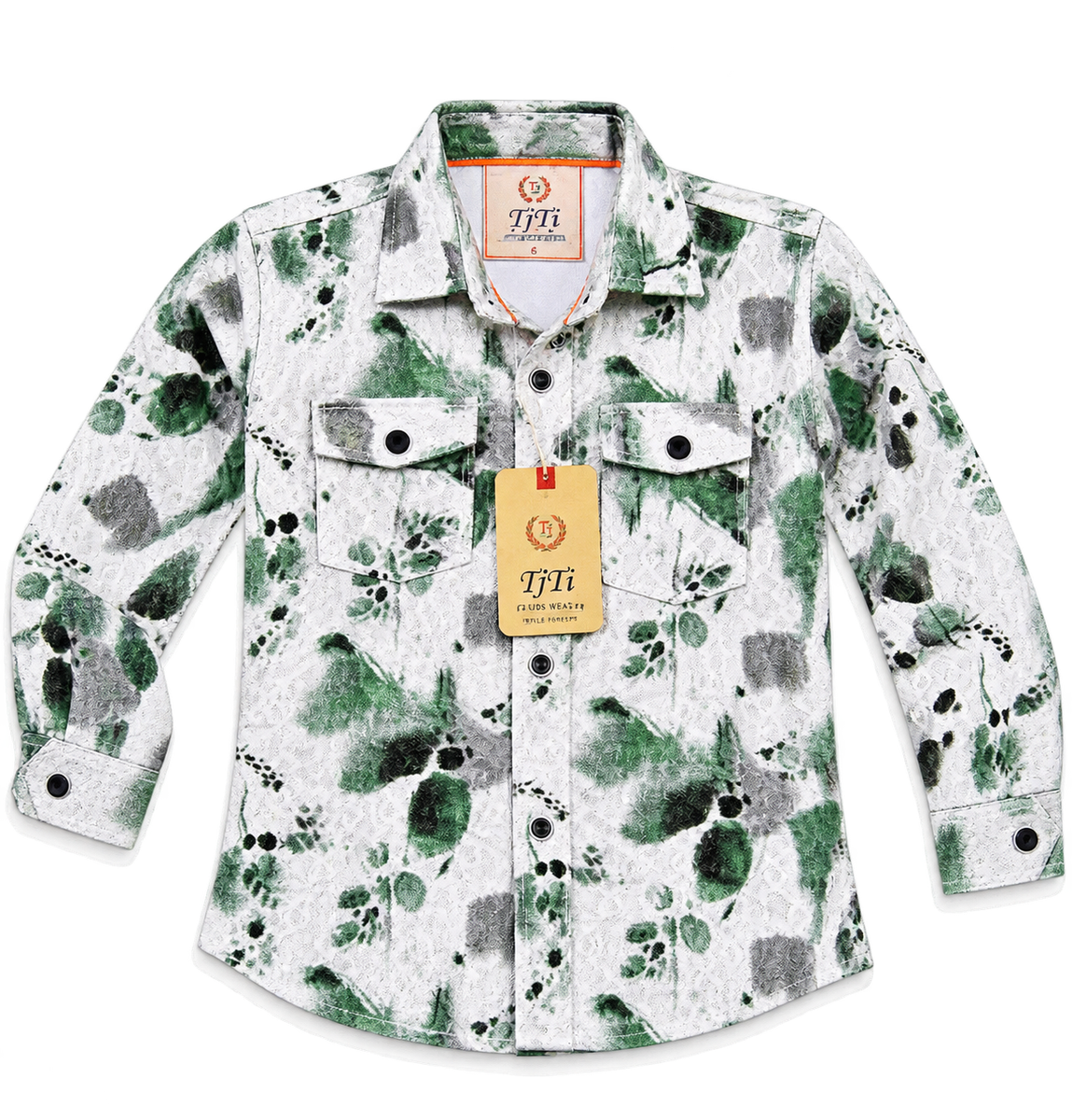 Boys Green Abstract Printed Casual Shirt — lifestyle