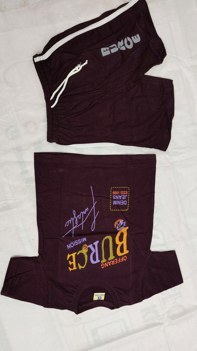 Maroon Printed T-Shirt and Shorts Co-ord Set