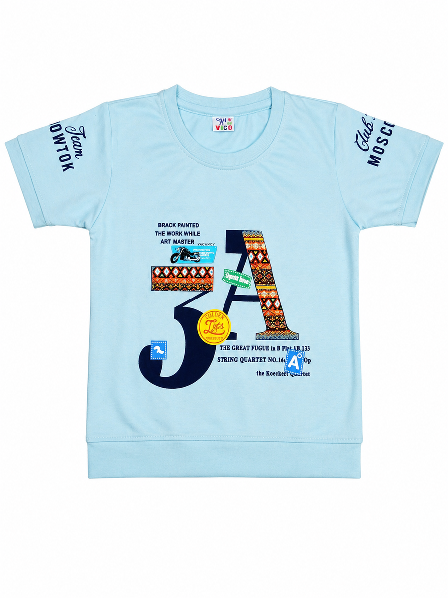 Boys Light Blue T-Shirt and Denim Shorts Set