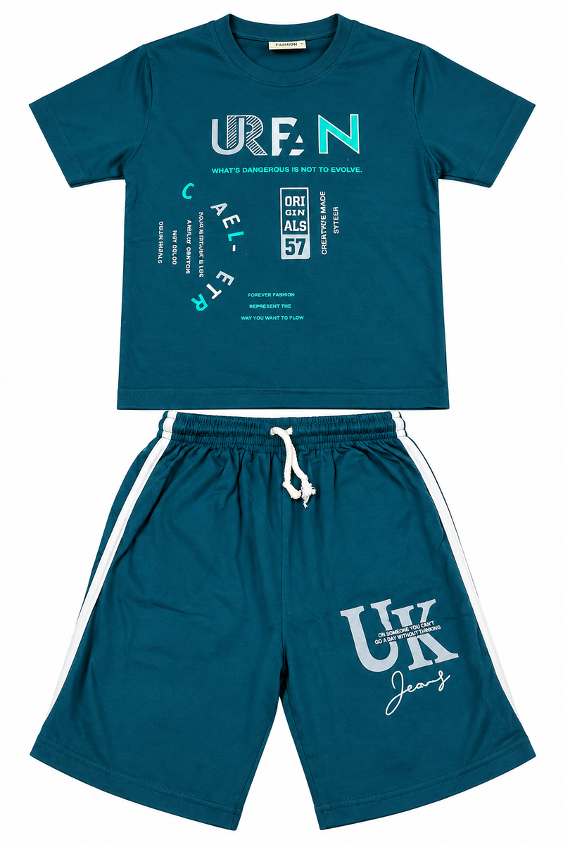 Boys Teal Graphic T-Shirt and Shorts Set