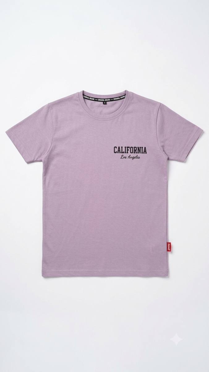 Boys Lavender California Graphic Print Cotton T-Shirt