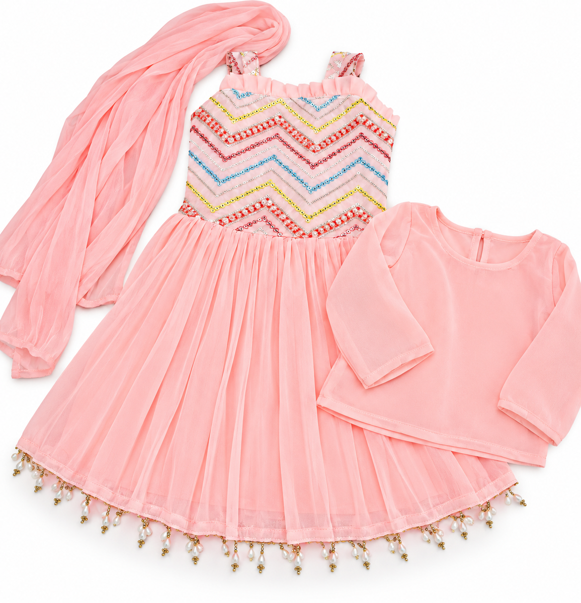 Pink Embroidered Sharara Set with Dupatta — lifestyle