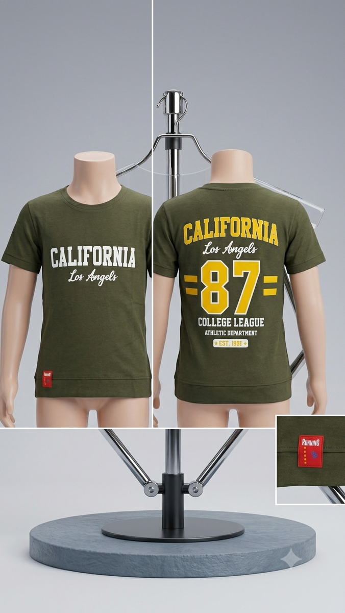 Olive Green California College League Printed T-Shirt