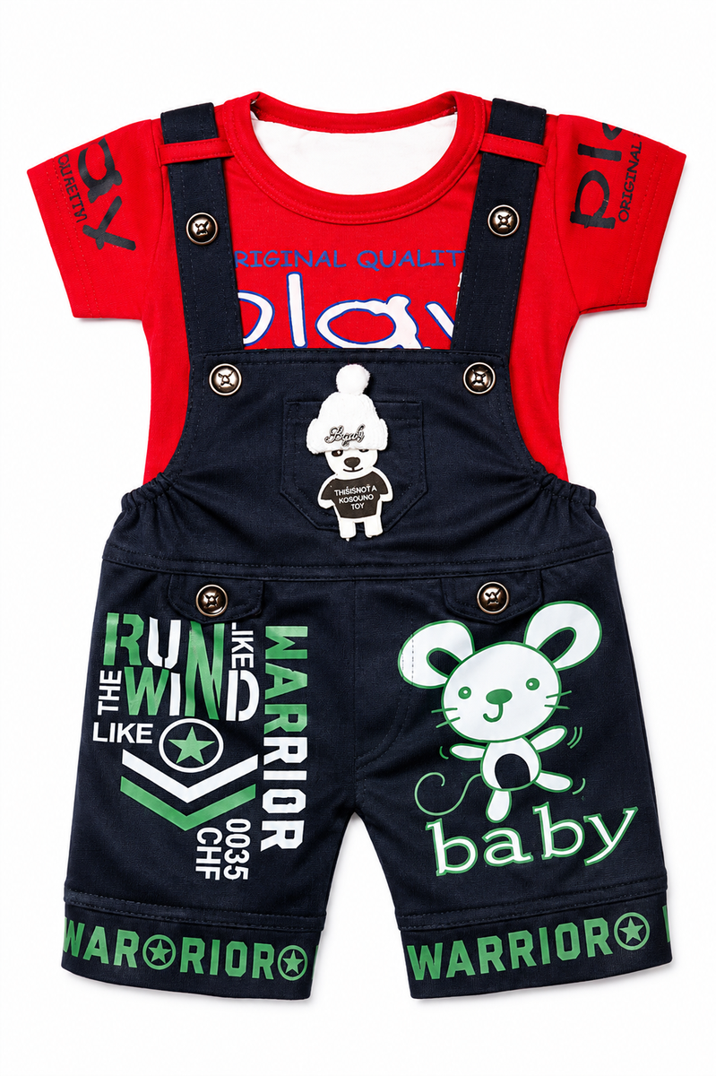 Boys Red & Black Graphic Dungaree Set — lifestyle