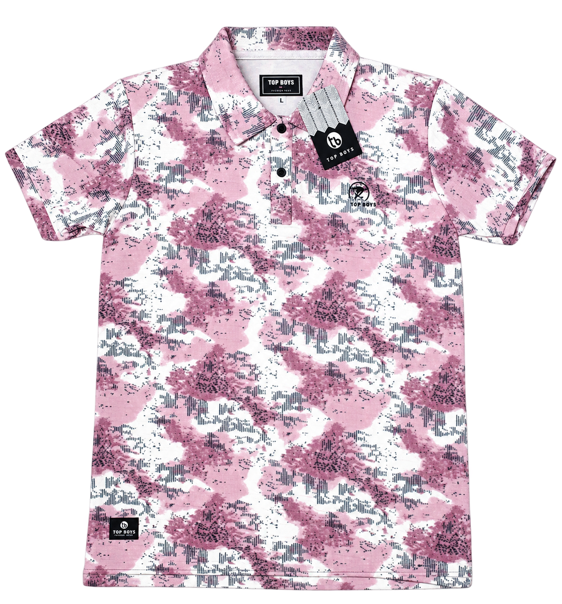 Pink Camo Print Polo T-Shirt — lifestyle