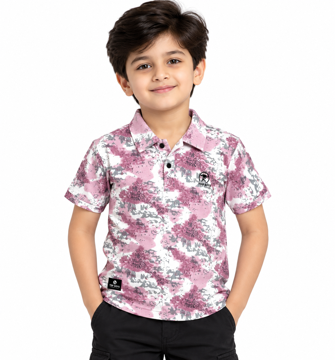 Pink Camo Print Polo T-Shirt