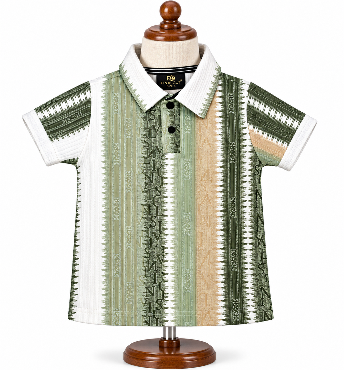 Boys Olive Printed Polo & Navy Cargo Jogger Set