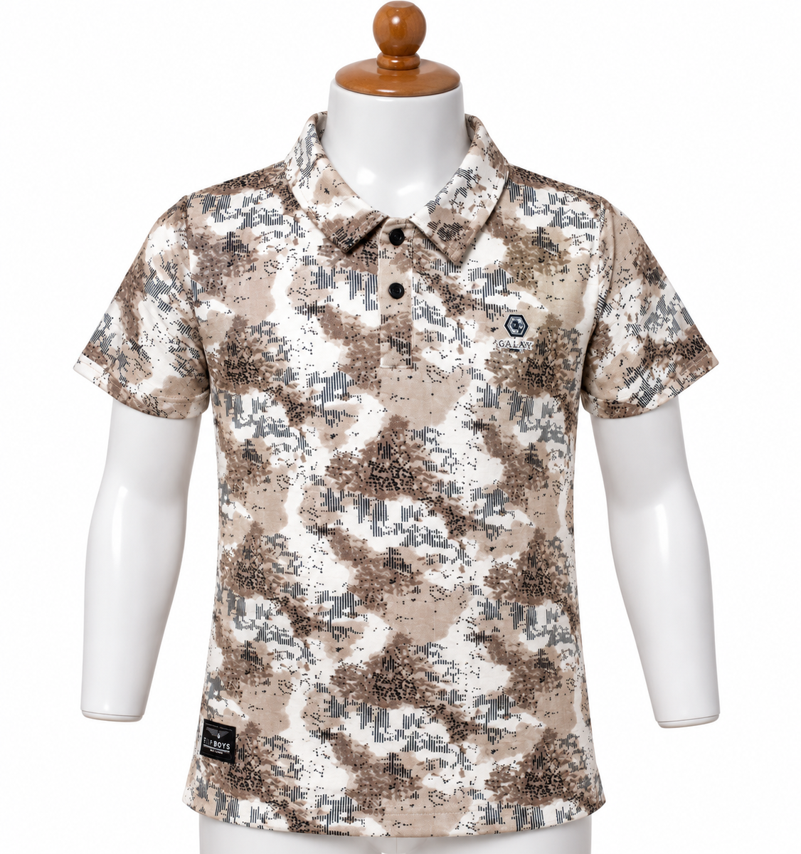Boys Camouflage Print Polo T-Shirt — lifestyle