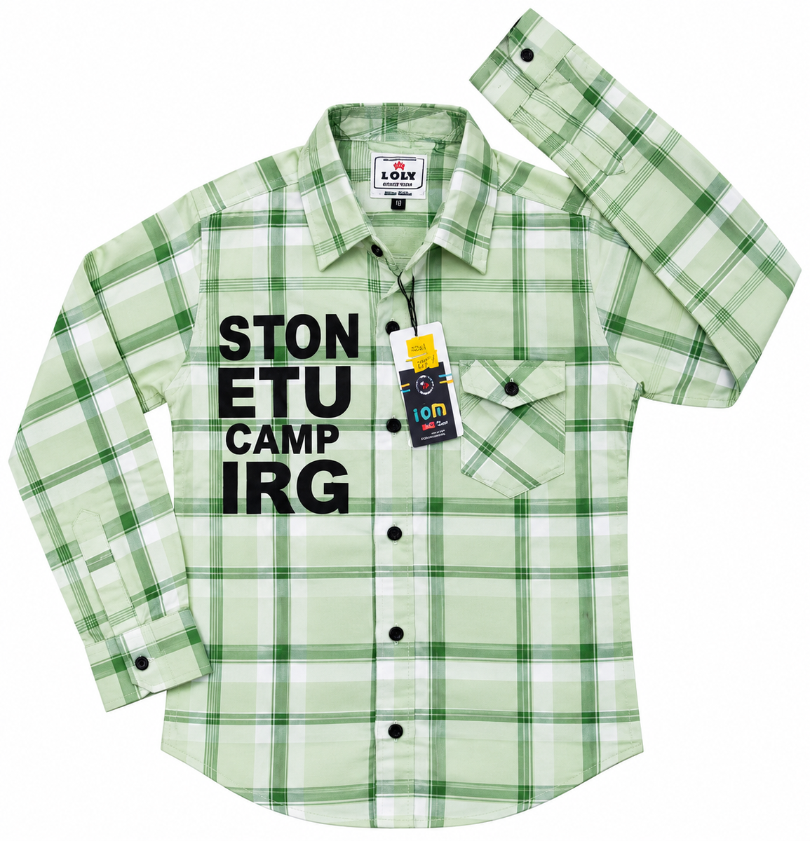Boys Green Plaid Printed Casual Shirt — lifestyle