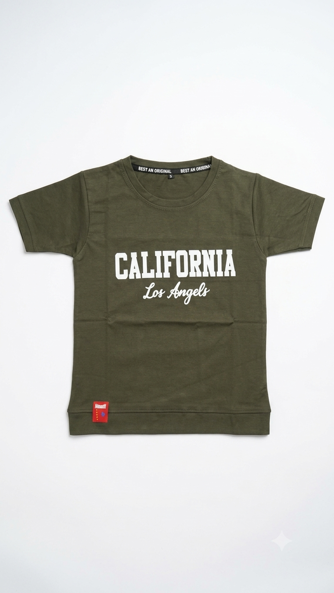 Olive Green California College League Printed T-Shirt