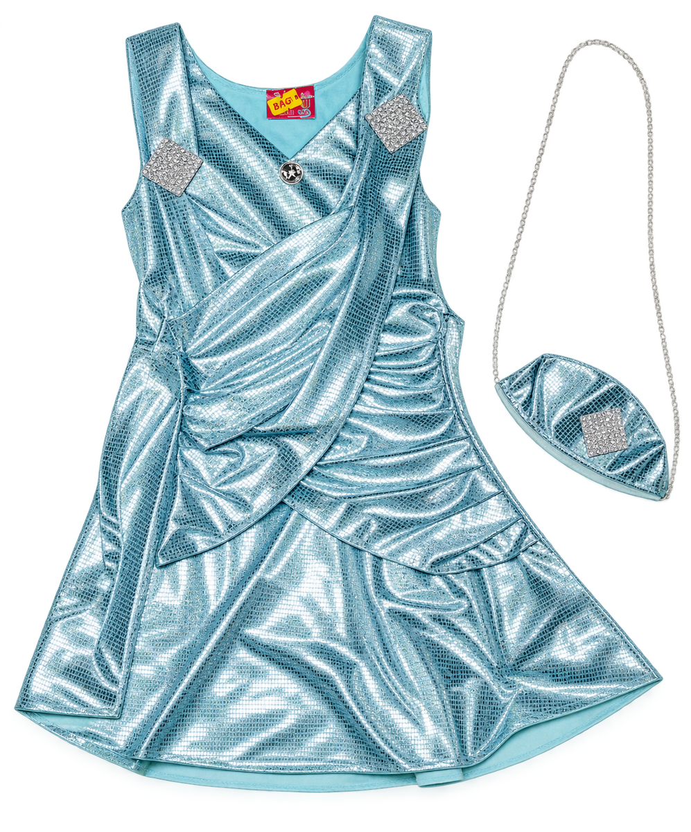 Glittering Blue Party Frock with Matching Bag and Hairband — lifestyle