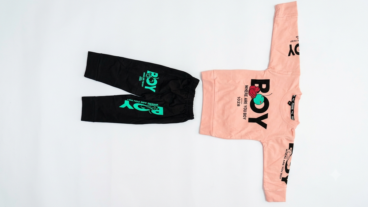 Boys Pink Graphic Sweatshirt and Black Jogger Set