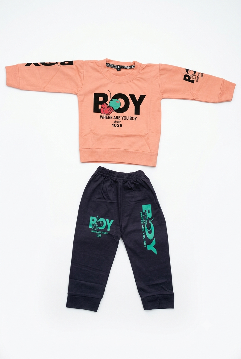 Boys Peach Graphic Sweatshirt and Joggers Set
