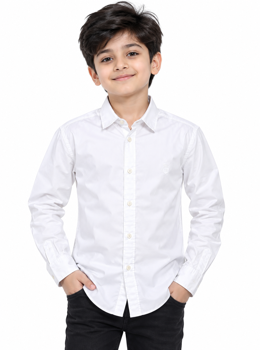 Classic White Formal Cotton Shirt for Boys