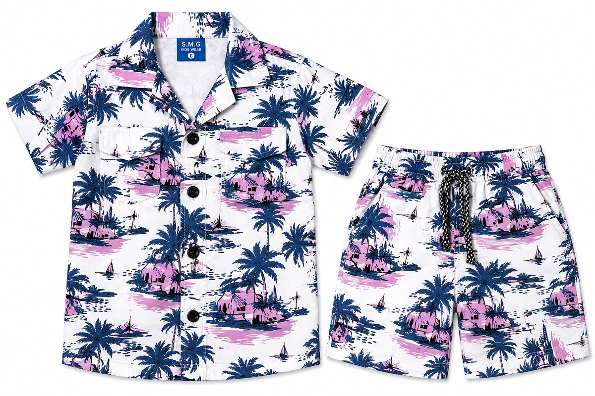Boys Tropical Print Shirt and Shorts Co-ord Set — lifestyle