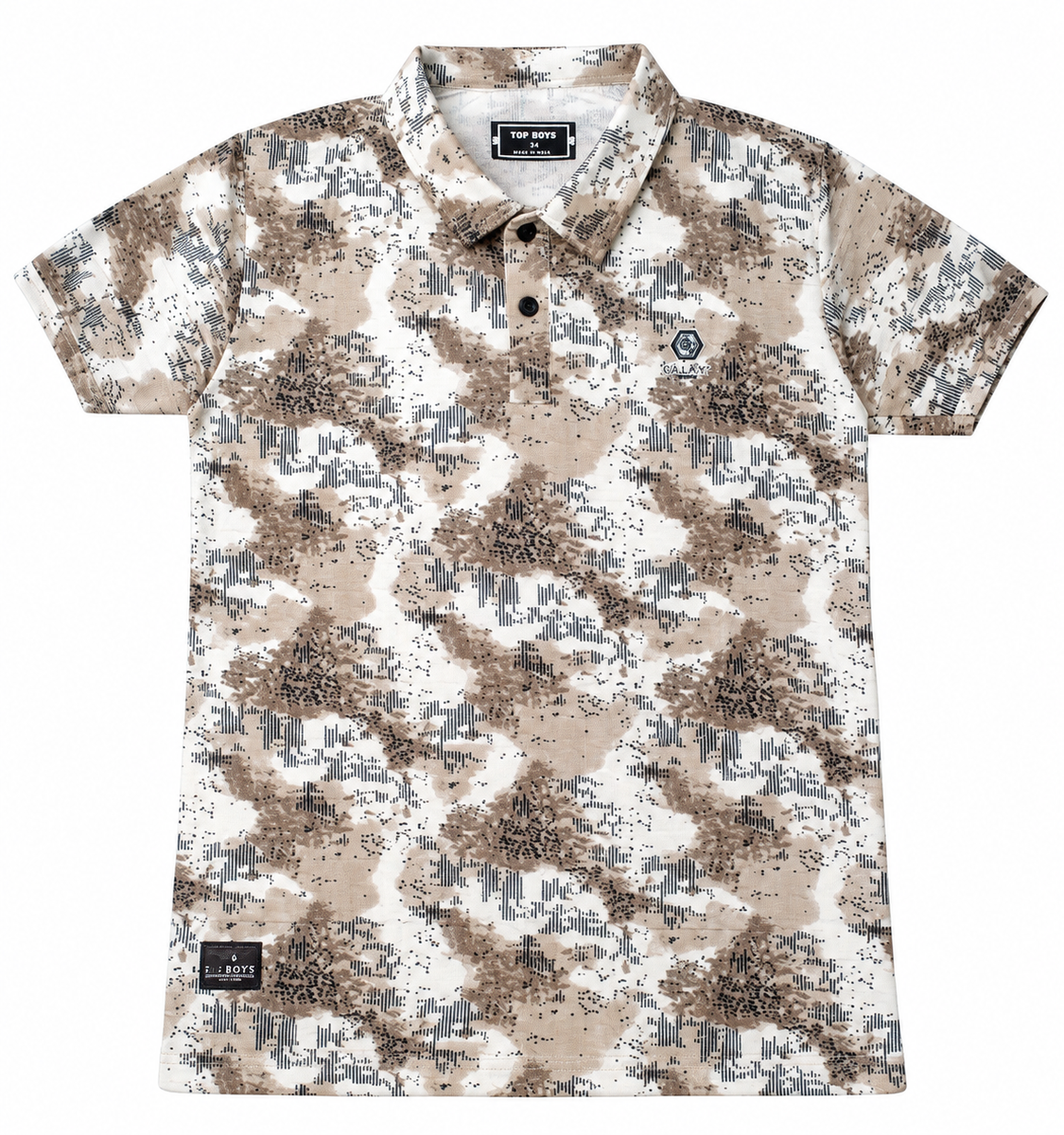 Boys Camouflage Print Polo T-Shirt