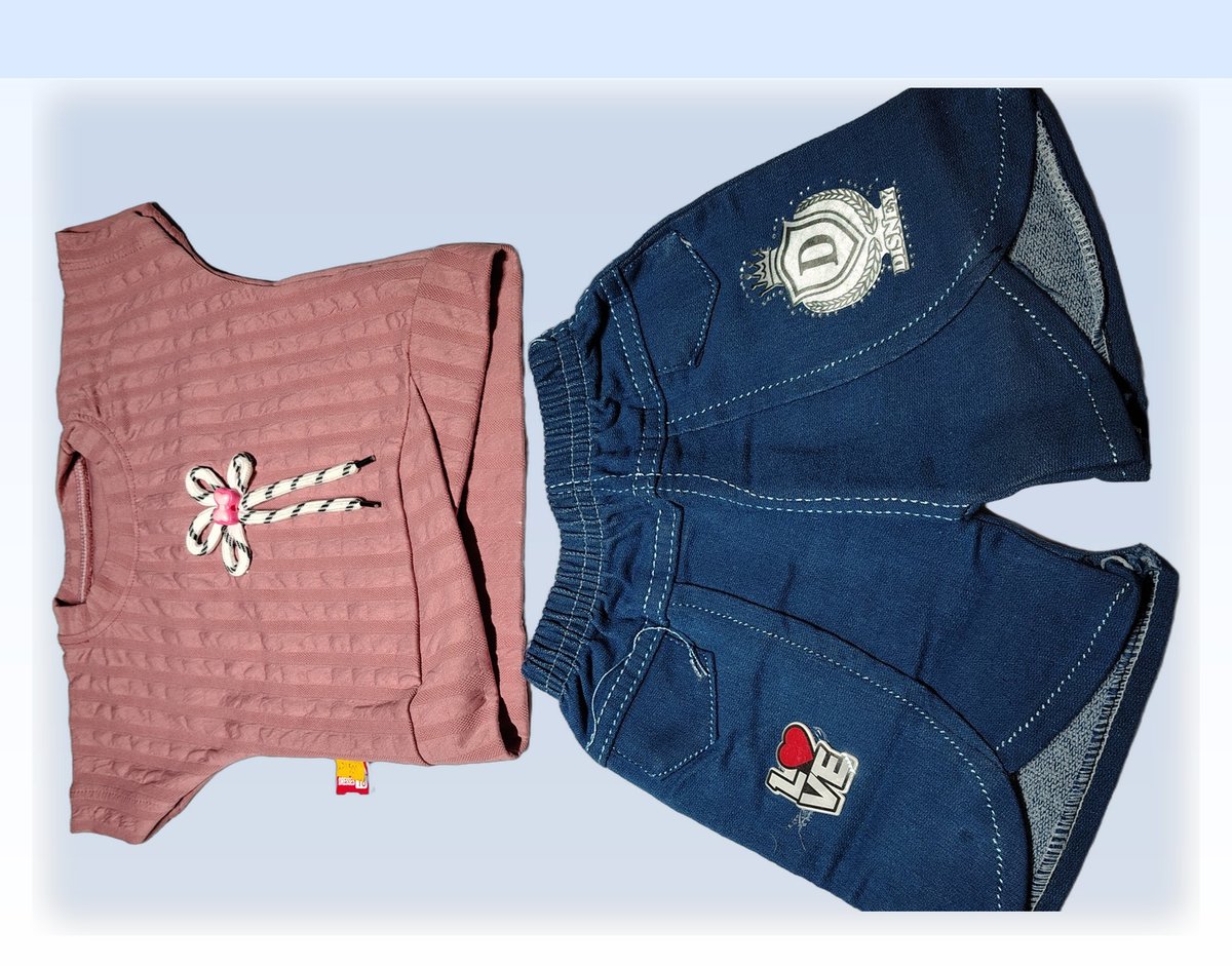 Pink T-Shirt with Denim Shorts Set