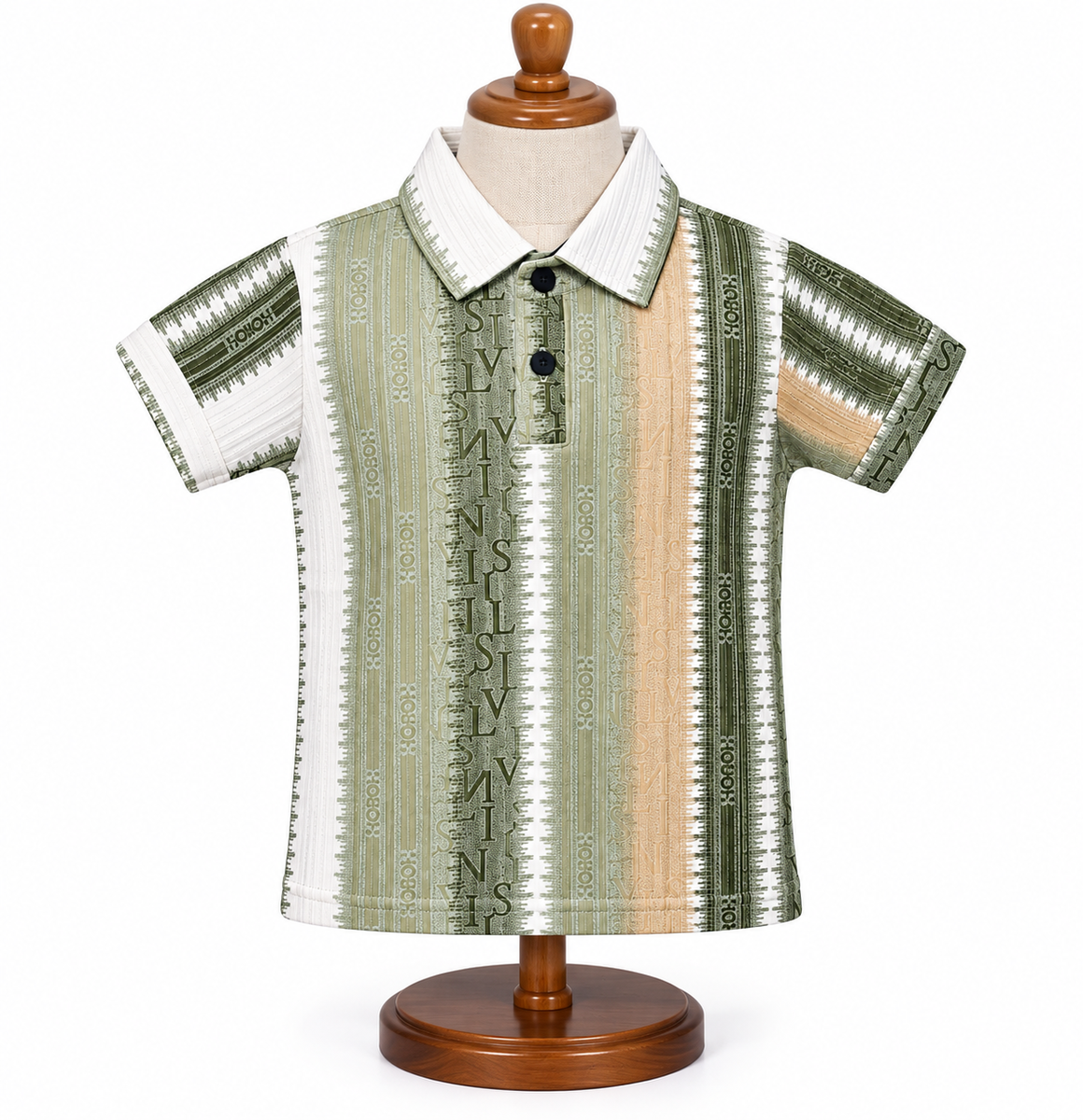 Boys Olive Green Printed Polo T-Shirt — lifestyle