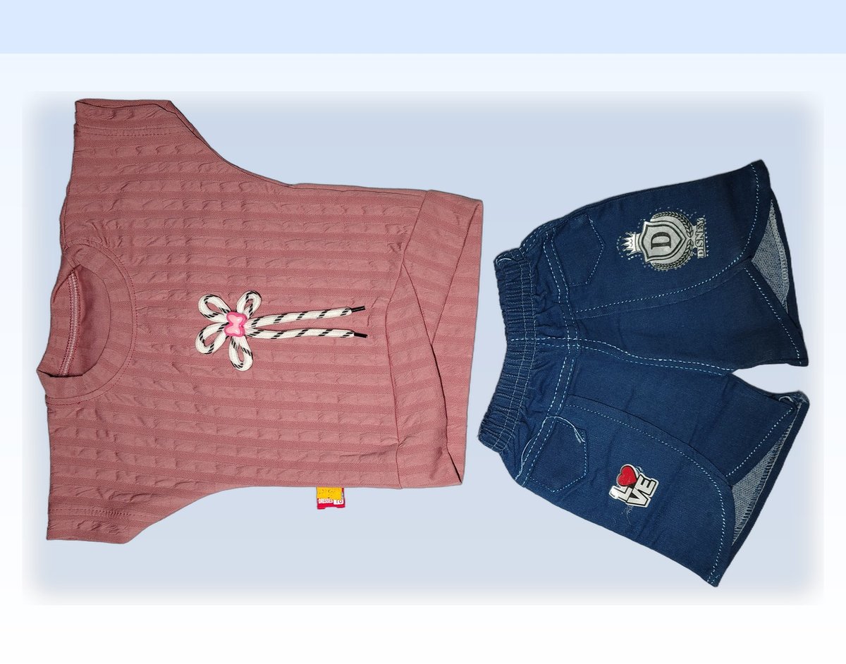 Pink T-Shirt with Denim Shorts Set — lifestyle