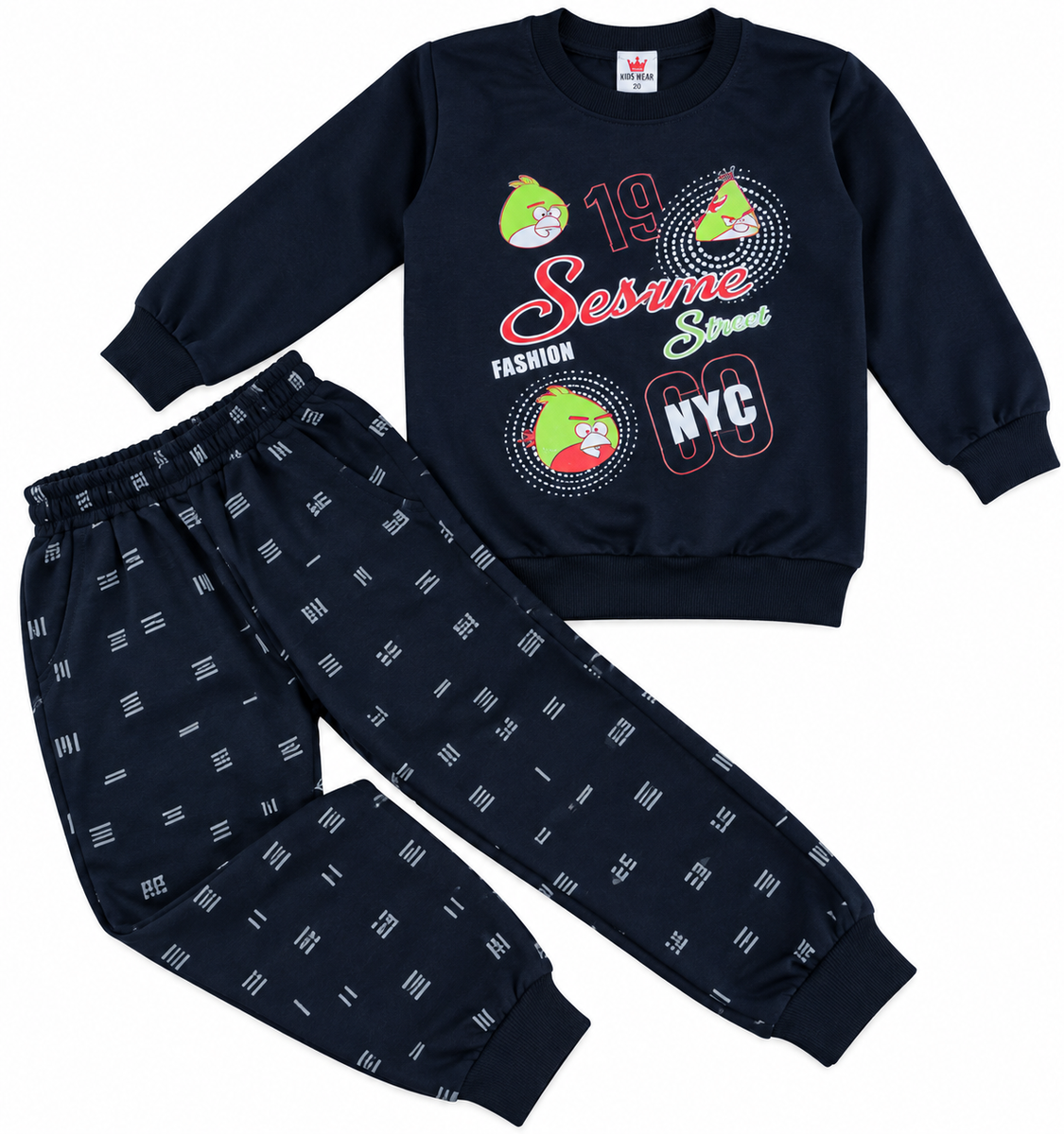 Boys Navy Blue Printed Sweatshirt and Jogger Set — lifestyle
